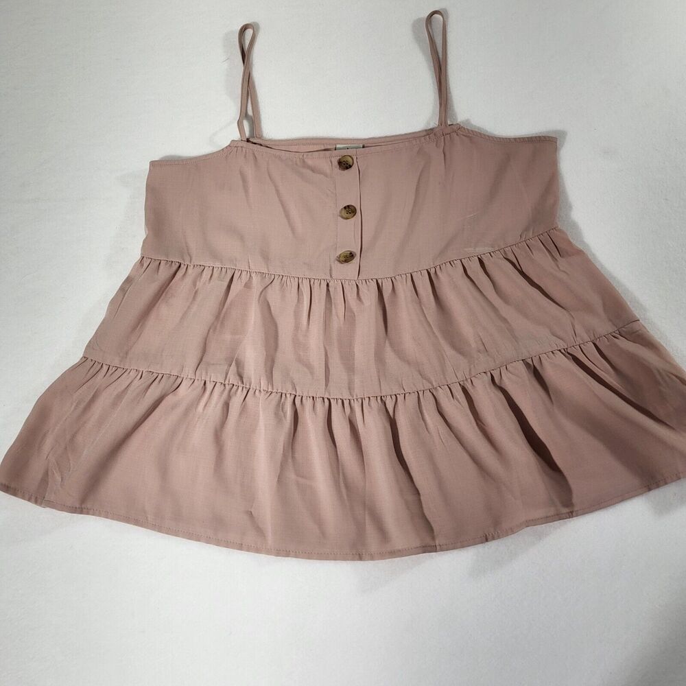 Paper Crane  Tiered Ruffle Cami Tank in Dusty Rose Women’s Medium